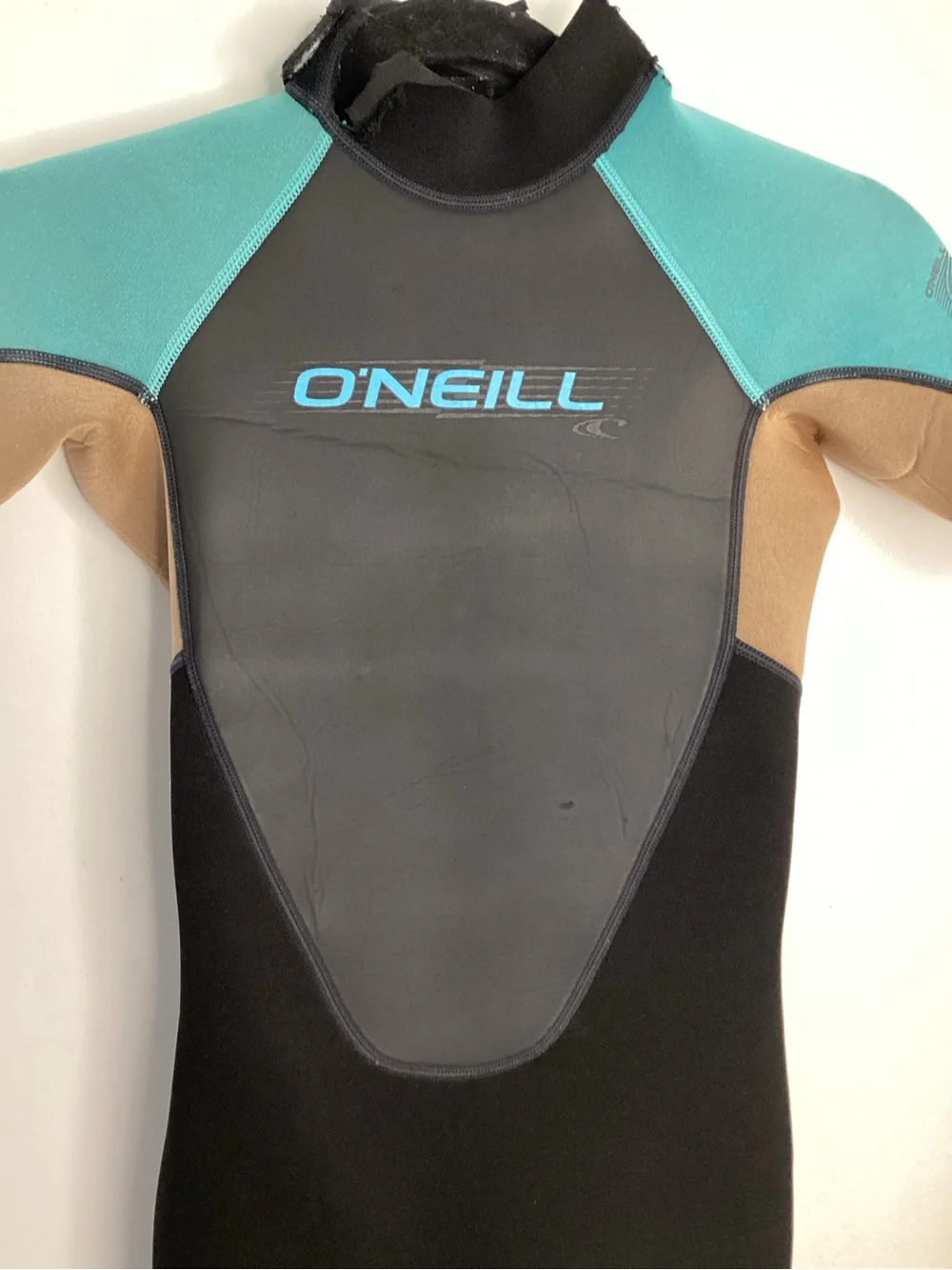 O'Neill Kids One-Piece Shorty Wetsuit in Teal, Black & Tan 10